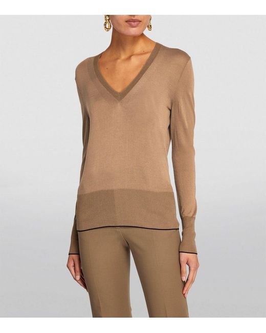 Joseph Brown Silk-cotton V-neck Sweater