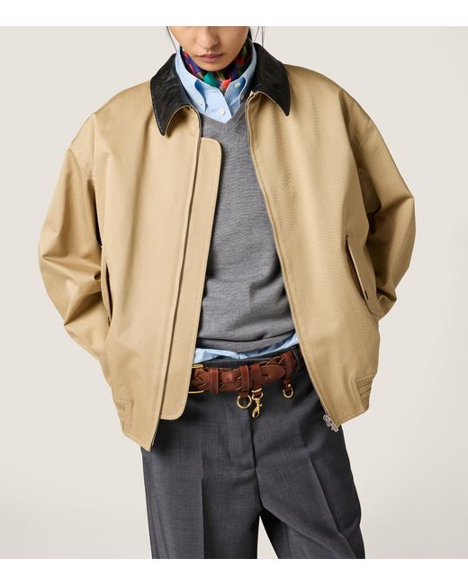 Miu Miu Natural Leather-Trim Bomber Jacket