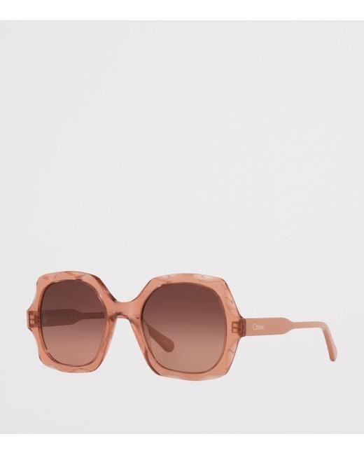 Chloé Pink Acetate Olivia Rectangle Sunglasses