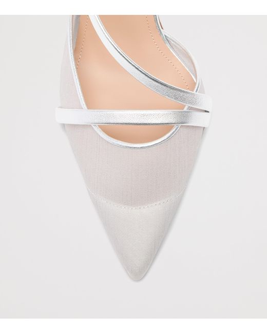 Malone Souliers White Organza Valeria Slingback Pumps 70