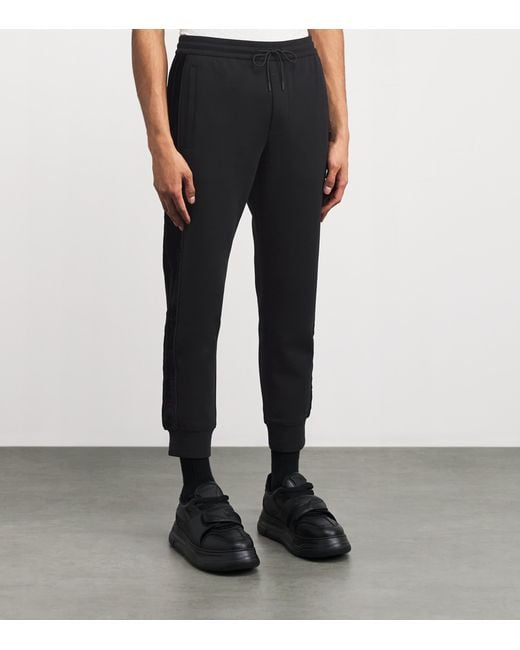 Emporio Armani Black Stretch-Cotton Velvet Sweatpants for men
