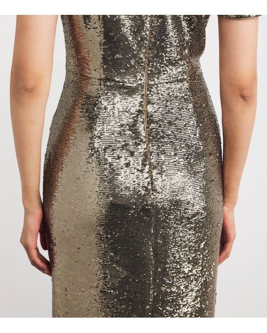 Roland Mouret Metallic Sequin Crystal-Embellished Gown