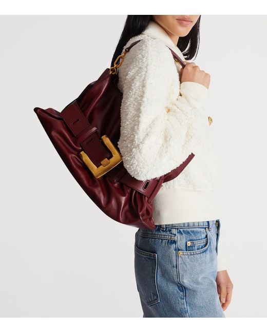 Balmain Purple Medium Leather Anthem Shoulder Bag