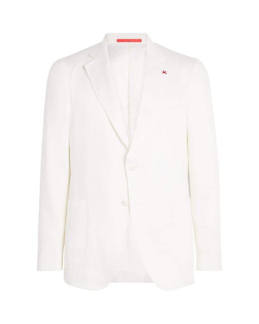 Isaia White Linen Capri Blazer for men