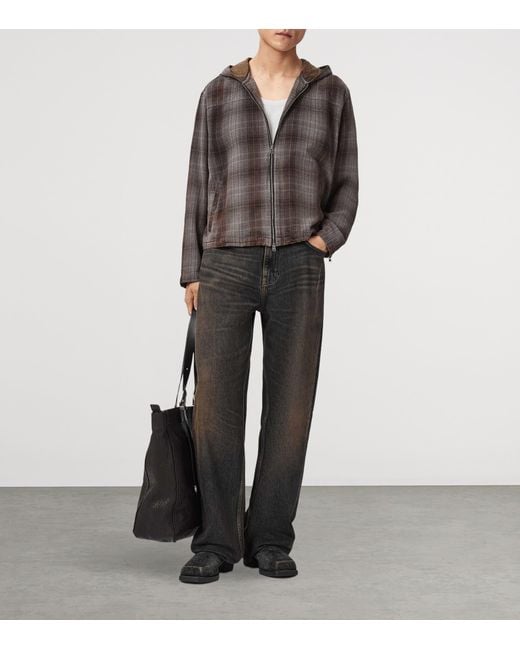 AllSaints Brown Santo Zip-Up Hoodie for men