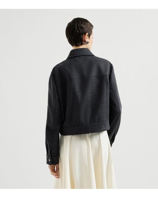 Brunello Cucinelli Black Wool Monili-Zipper Jacket