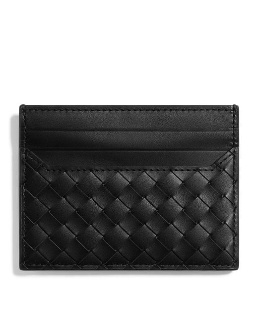 Bottega Veneta Black Leather Intrecciato Card Holder for men