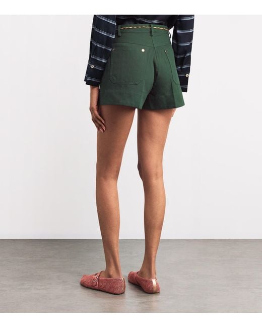 Sandro Green Cotton Drawstring Shorts