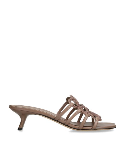 Loewe Brown Suede Petal Anagram Heeled Mules 45