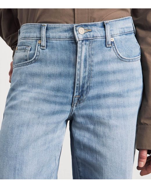 7 For All Mankind Blue Stovepipe Straight Jeans