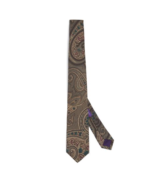 Ralph Lauren Purple Label Brown Cashmere-silk Paisley Tie for men