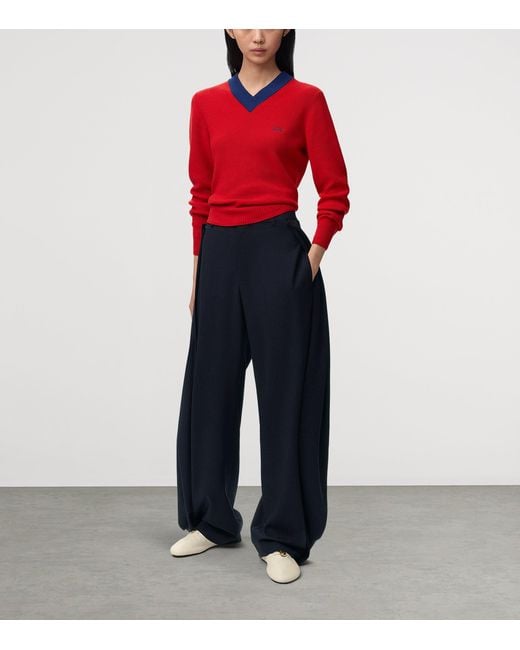 Loewe Blue Wool-Blend Pleated Trousers
