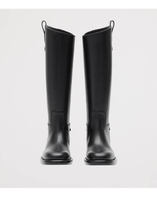 Burberry Black Calf Leather Cavalier Knee-High Boots
