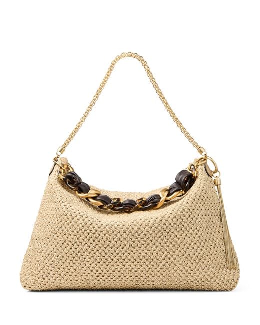 Jimmy Choo Natural Callie Maxi Raffia Shoulder Bag