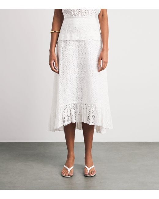 Ulla Johnson White Broderie Anglaise Violetta Midi Skirt