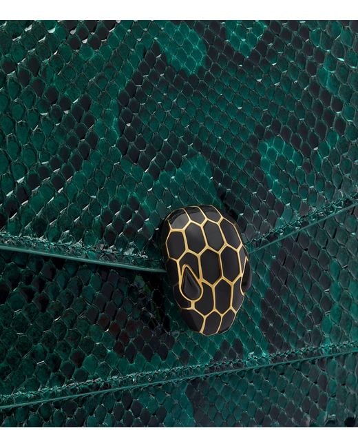 BVLGARI Green Python Leather Serpenti Forever Shoulder Bag