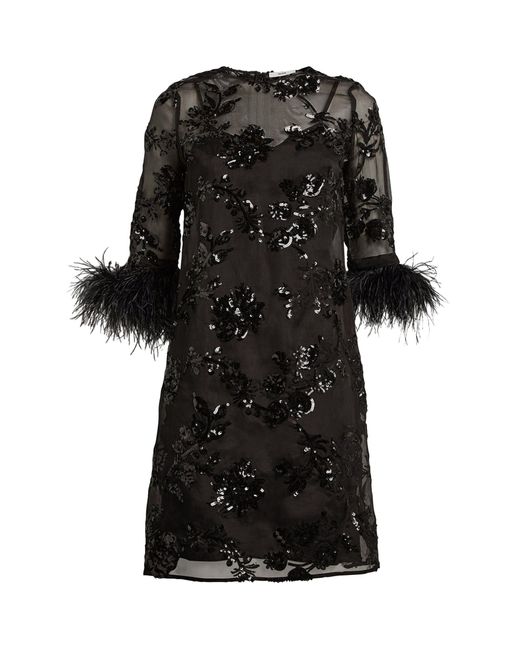 Erdem Black Silk Embellished Mini Dress