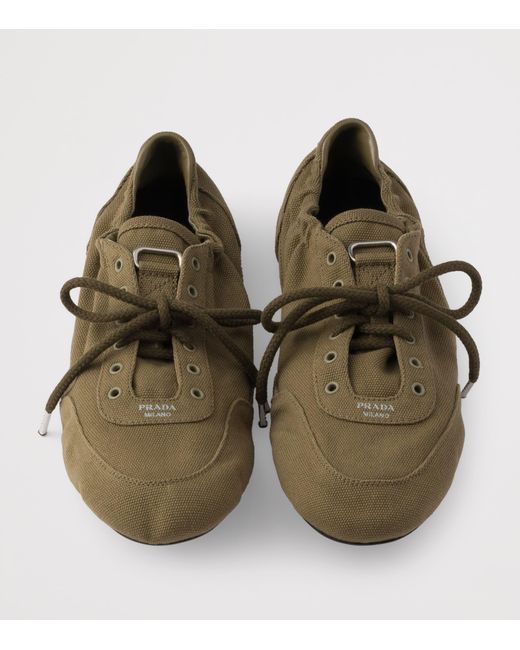 Prada Green Canvas Collapse Sneakers