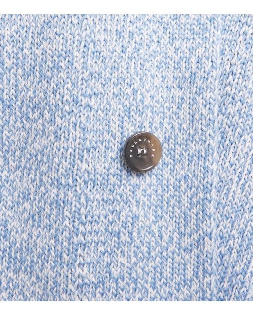 Paul & Shark Blue Cotton Marled Cardigan for men