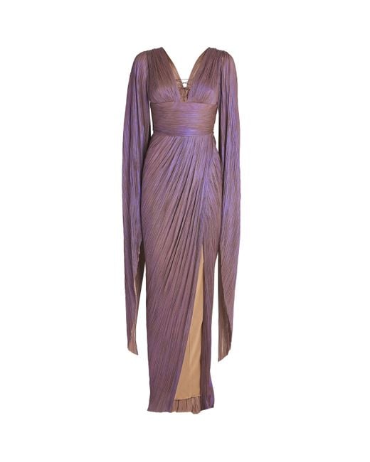 Maria Lucia Hohan Purple Silk-Tulle Lacey Gown