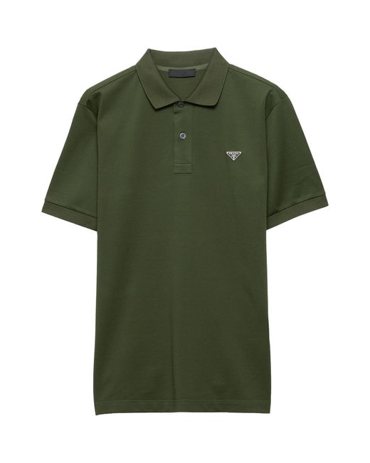 Prada Green Cotton Piqué Polo Shirt for men