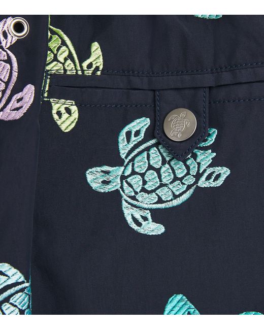 Vilebrequin Blue Embroidered Turtle Mistral Swim Shorts for men