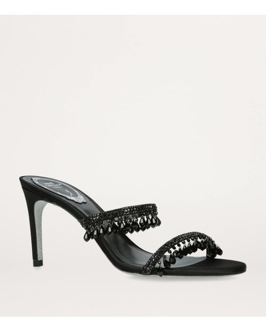 Rene Caovilla Black Embellished Chandelier Heeled Mules 80