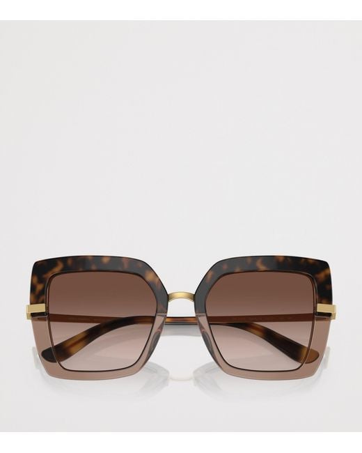 Dolce & Gabbana Brown Tortoiseshell Square Sunglasses