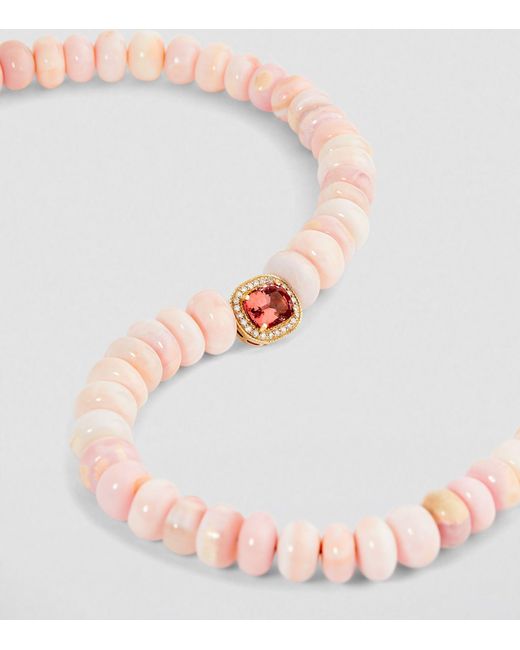 Jacquie Aiche Yellow Gold, Pink Tourmaline And Pink Opal Beaded Necklace