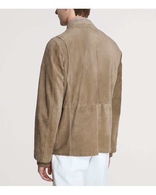 Dunhill Brown Leather Three-Pocket Jacket for men