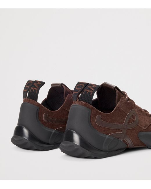 Loewe Brown Split Leather Grip Sneakers