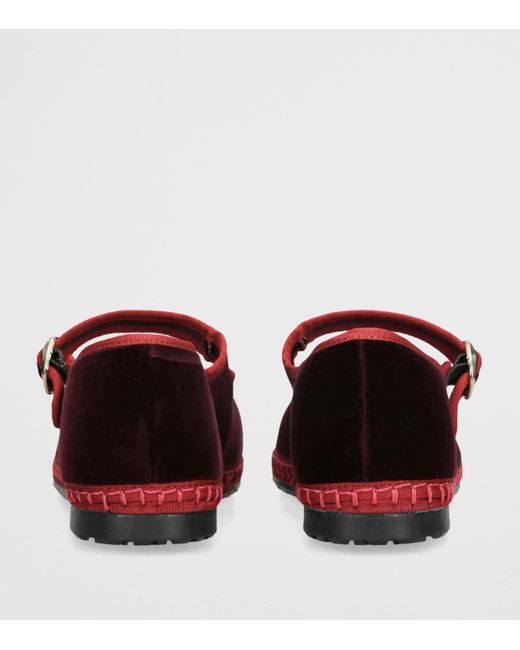Flabelus Red Velvet Boris Mary Janes