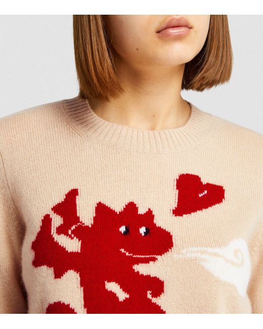 Weekend by Maxmara Red Cashmere Dragon-motif Sweater