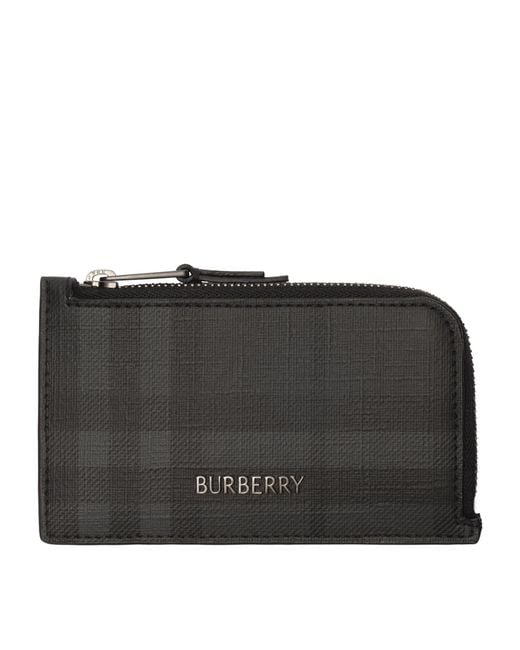 Burberry Black City Check Zip Card Holder for men