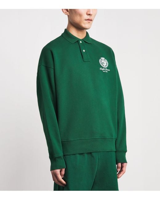 Polo Ralph Lauren Green Cotton-Blend Logo Polo Sweatshirt for men