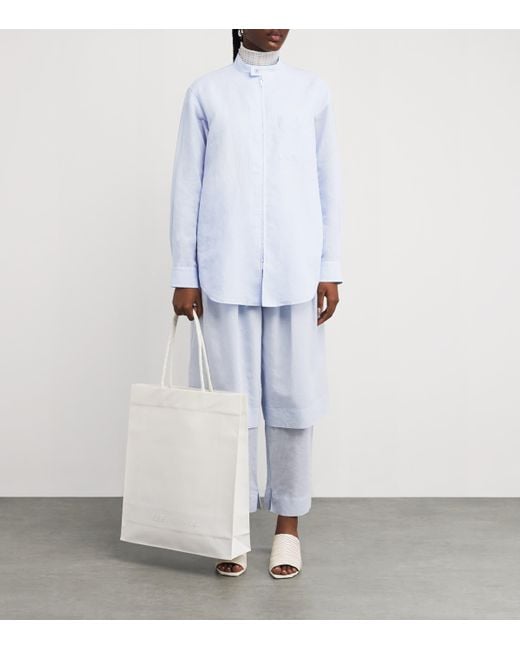 Issey Miyake Blue Cotton-Linen Paper-Esque U Shirt
