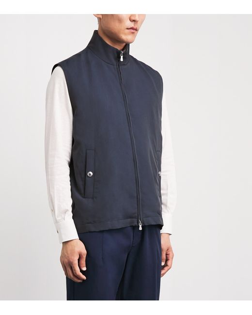 Eleventy Blue Silk Technical Gilet for men