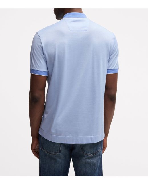 Boss Blue Cotton-Silk Polo Shirt for men