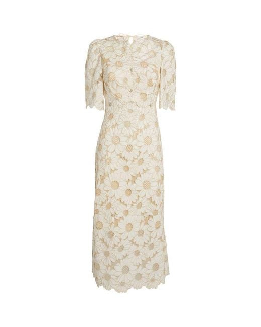Sandro Natural Guipure Lace Midi Dress