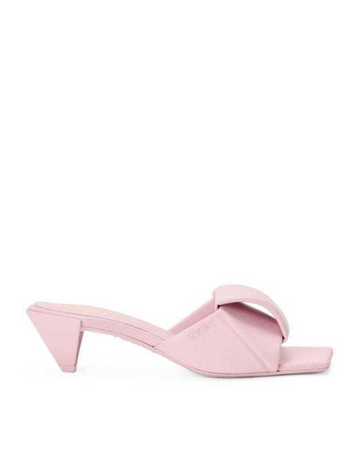 Loewe Pink Leather Origami Mules 45