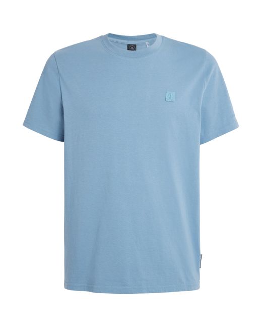 Moose Knuckles Blue Cotton Logo Duluth T-Shirt for men