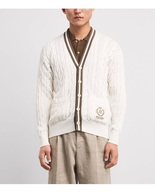 Ralph Lauren White X Wimbledon Cotton-Blend Cable-Knit Cardigan for men