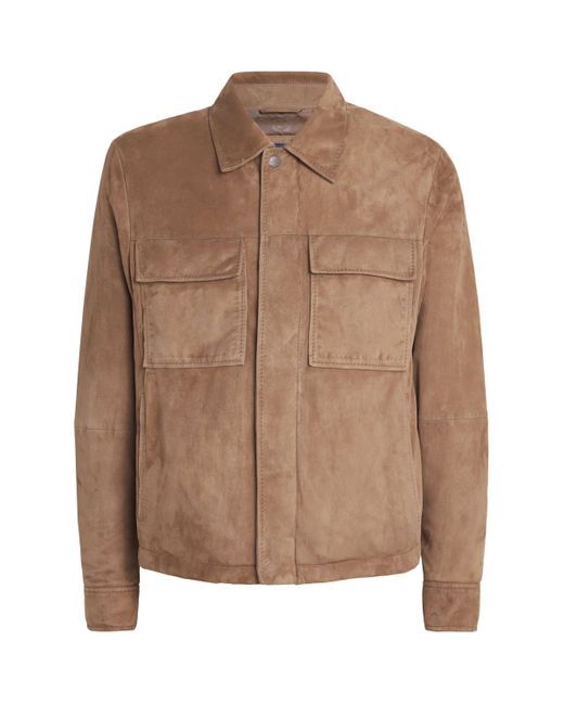 Paul & Shark Brown Aqualeather Suede Shacket for men