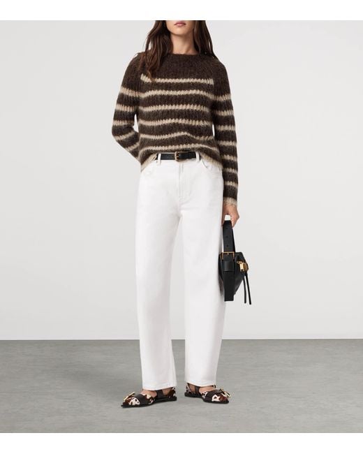 AllSaints Brown Wool-Blend Stripe Riga Sweater