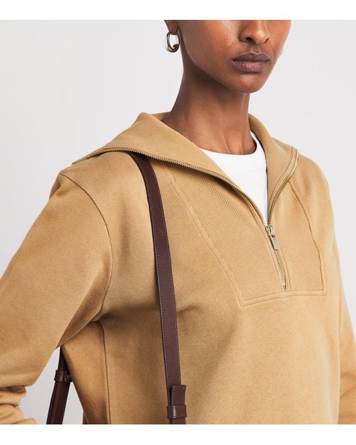 Harrods Natural Cotton Zip-Up Funnel-Neck Sweater