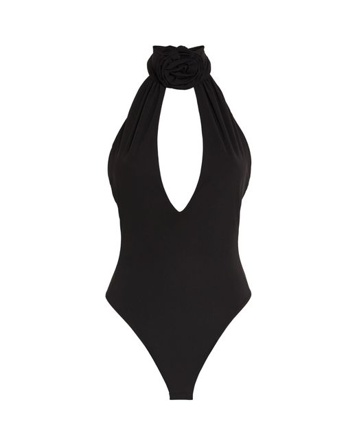 Magda Butrym Black 3d Flower Halterneck Swimsuit