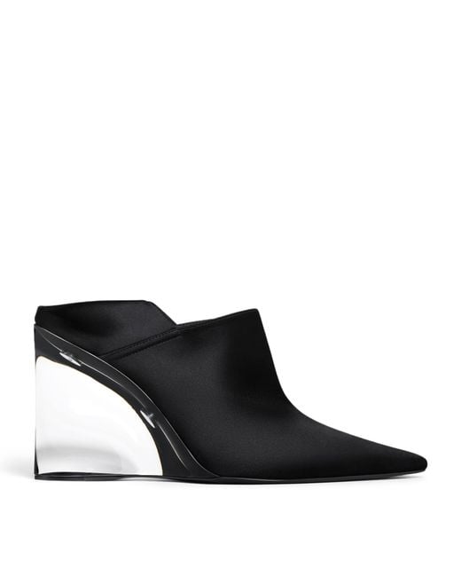 Alaïa Black Satin Invisible Wedge Mules 90