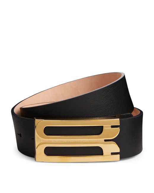 Victoria Beckham Black Large Leather Frame Belt