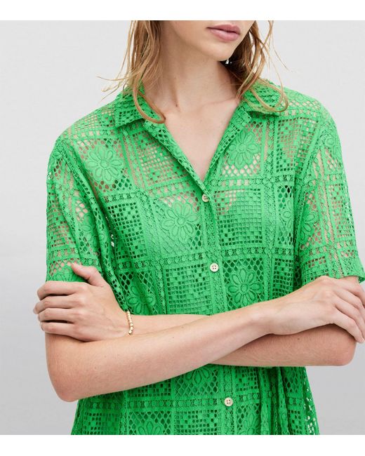 AllSaints Green Crochet Athea Mini Dress