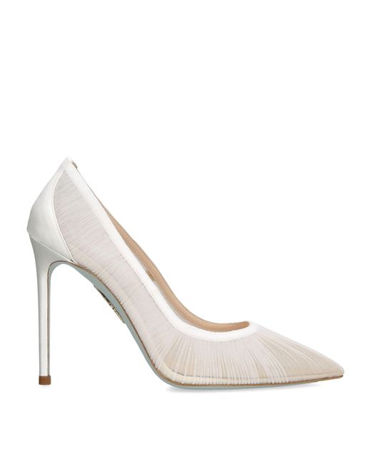 Aquazzura White Tulle Voile Pumps 105